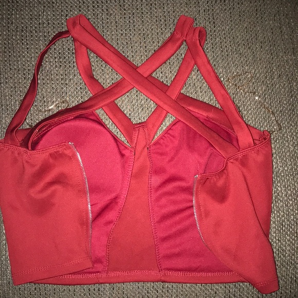 Dark red Charlotte Russe crop top - Picture 3 of 6